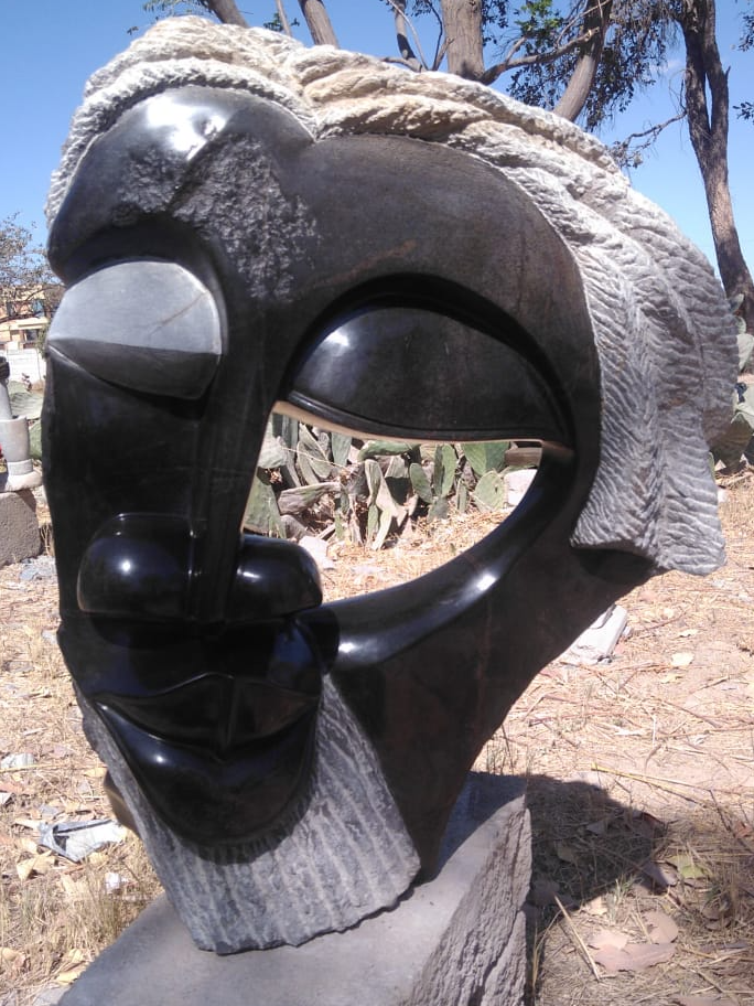 Eye Witness - Stone Sculpture Made of Springstone by Farai Makahari | Zimbabwe