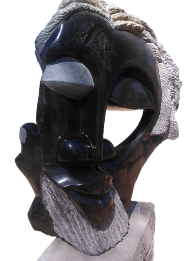 Eye Witness - Stone Sculpture Made of Springstone by Farai Makahari | Zimbabwe