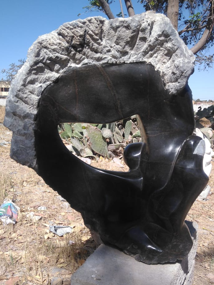 Eye Witness - Stone Sculpture Made of Springstone by Farai Makahari | Zimbabwe