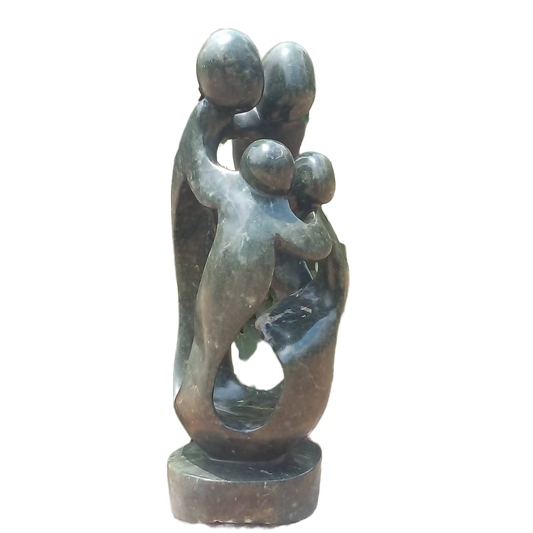 Family Joy - Stone Sculpture Made of Opal Stone by Nhota Rienda | Zimbabwe