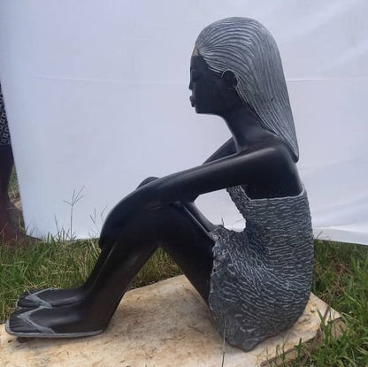 Solitude- Stone Sculpture Made of Springstone by Askim Wisikesi | Zimbabwe