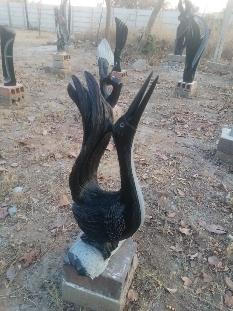 Feelind Blessed - Stone Sculpture Made of Springstone by Richard Mupumha Jnr | Zimbabwe