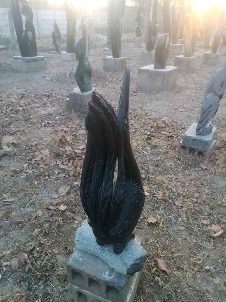 Feelind Blessed - Stone Sculpture Made of Springstone by Richard Mupumha Jnr | Zimbabwe