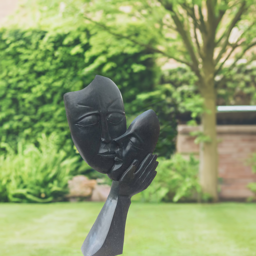 First Kiss - Stone Sculpture Made of Springstone by Farai Tandi | Zimbabwe