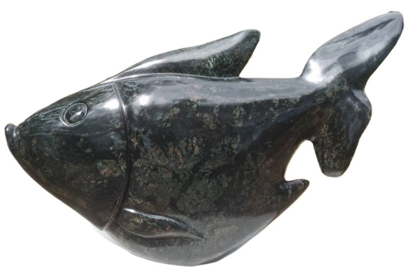 Fish 1 - Stone Sculpture Made of Fruit Serpentine by Edmore Chijumani | Zimbabwe