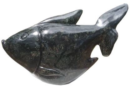 Fish 1 - Stone Sculpture Made of Fruit Serpentine by Edmore Chijumani | Zimbabwe