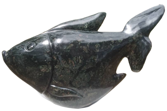 Fish 1 - Stone Sculpture Made of Fruit Serpentine by Edmore Chijumani | Zimbabwe