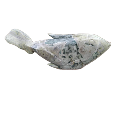Fish B - Stone Sculpture Made of Butterjade by Edmore Chijumani | Zimbabwe