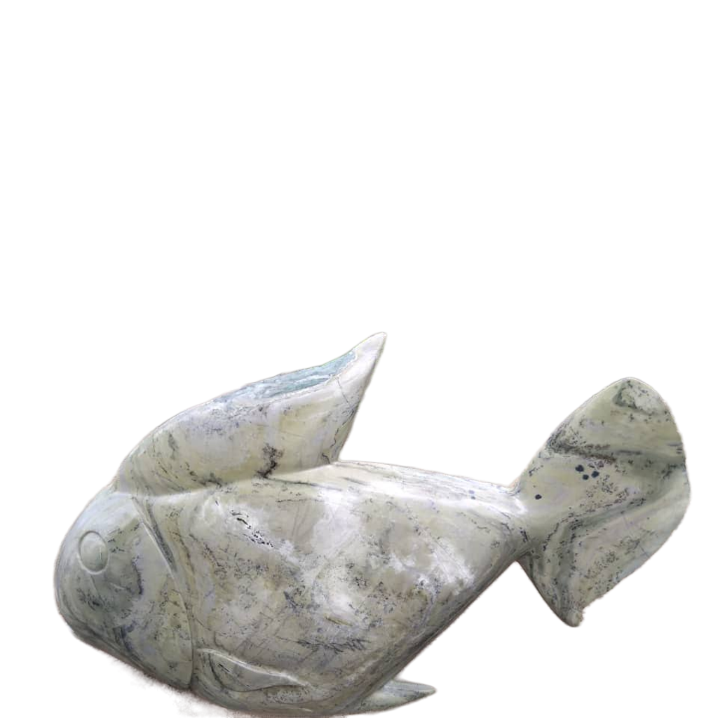 Fish D - Stone Sculpture Made of Butterjade by Edmore Chijumani | Zimbabwe