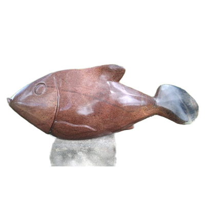Fish E - Stone Sculpture Made of Brown Serpentine by Edmore Chijumani | Zimbabwe
