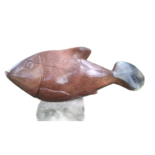 Fish E - Stone Sculpture Made of Brown Serpentine by Edmore Chijumani | Zimbabwe