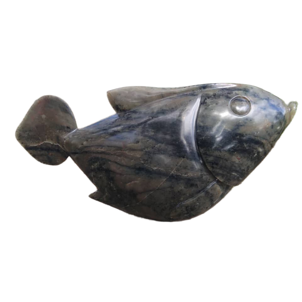 Fish F - Stone Sculpture Made of Fruit Serpentine by Edmore Chijumani | Zimbabwe