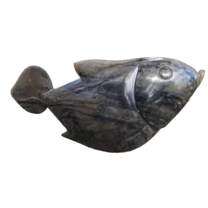 Fish F - Stone Sculpture Made of Fruit Serpentine by Edmore Chijumani | Zimbabwe