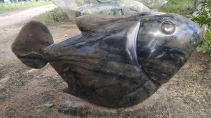 Fish F - Stone Sculpture Made of Fruit Serpentine by Edmore Chijumani | Zimbabwe