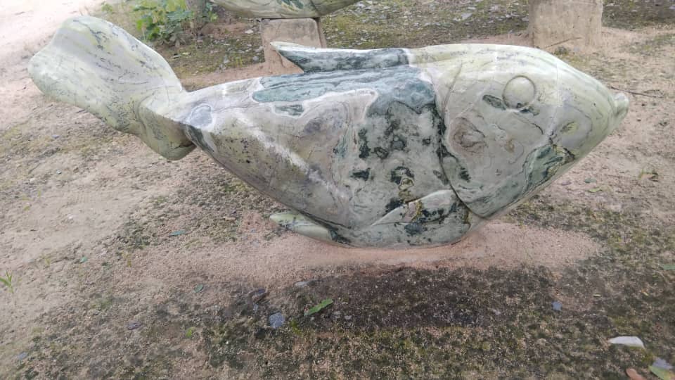 Fish B - Stone Sculpture Made of Butterjade by Edmore Chijumani | Zimbabwe