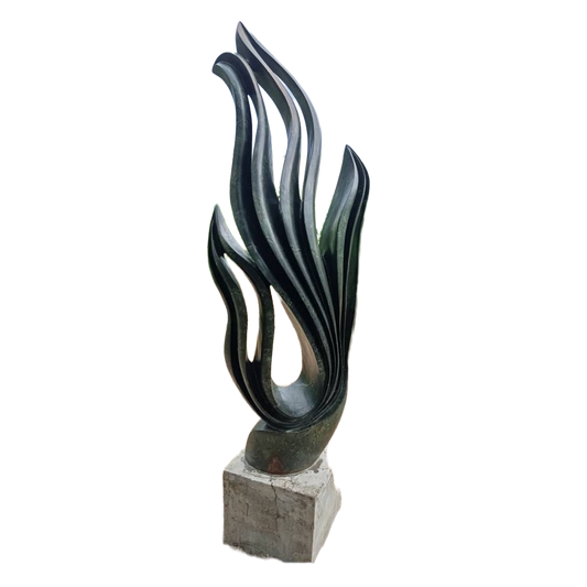 Flame Lily - Stone Sculpture Made of Green Opal by Owen Mlungisi | Zimbabwe