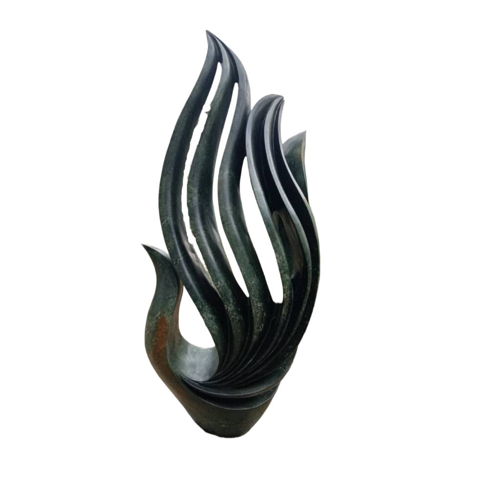 Flames of Love - Stone Sculpture Made of Green Opal by Owen Mlungisi | Zimbabwe