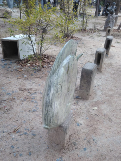 Floating Away - Stone Sculpture Made of Butter Jade by Edmore Chijumani | Zimbabwe