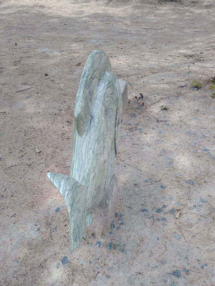 Floating Away - Stone Sculpture Made of Butter Jade by Edmore Chijumani | Zimbabwe