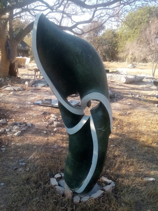 Focul Point - Stone Sculpture Made of Springstone by Davis Sibanda | Zimbabwe