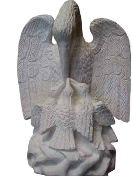 Pelican in Piety. - Stone Sculpture Made of Soap Stone by Fred Anchao | Kenya