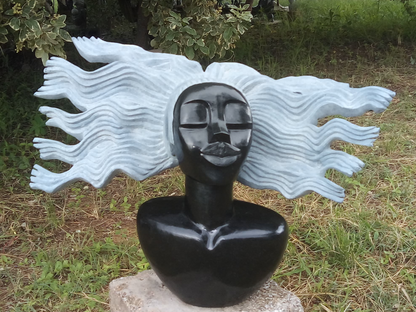 African Girl - Stone Sculpture Made of Springstone by Godfrey Matangira | Zimbabwe