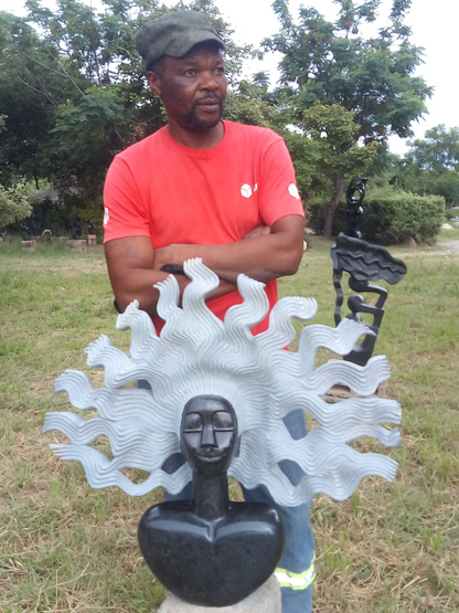 Blown Away - Stone Sculpture Made of Springstone by Godfrey Matangira | Zimbabwe