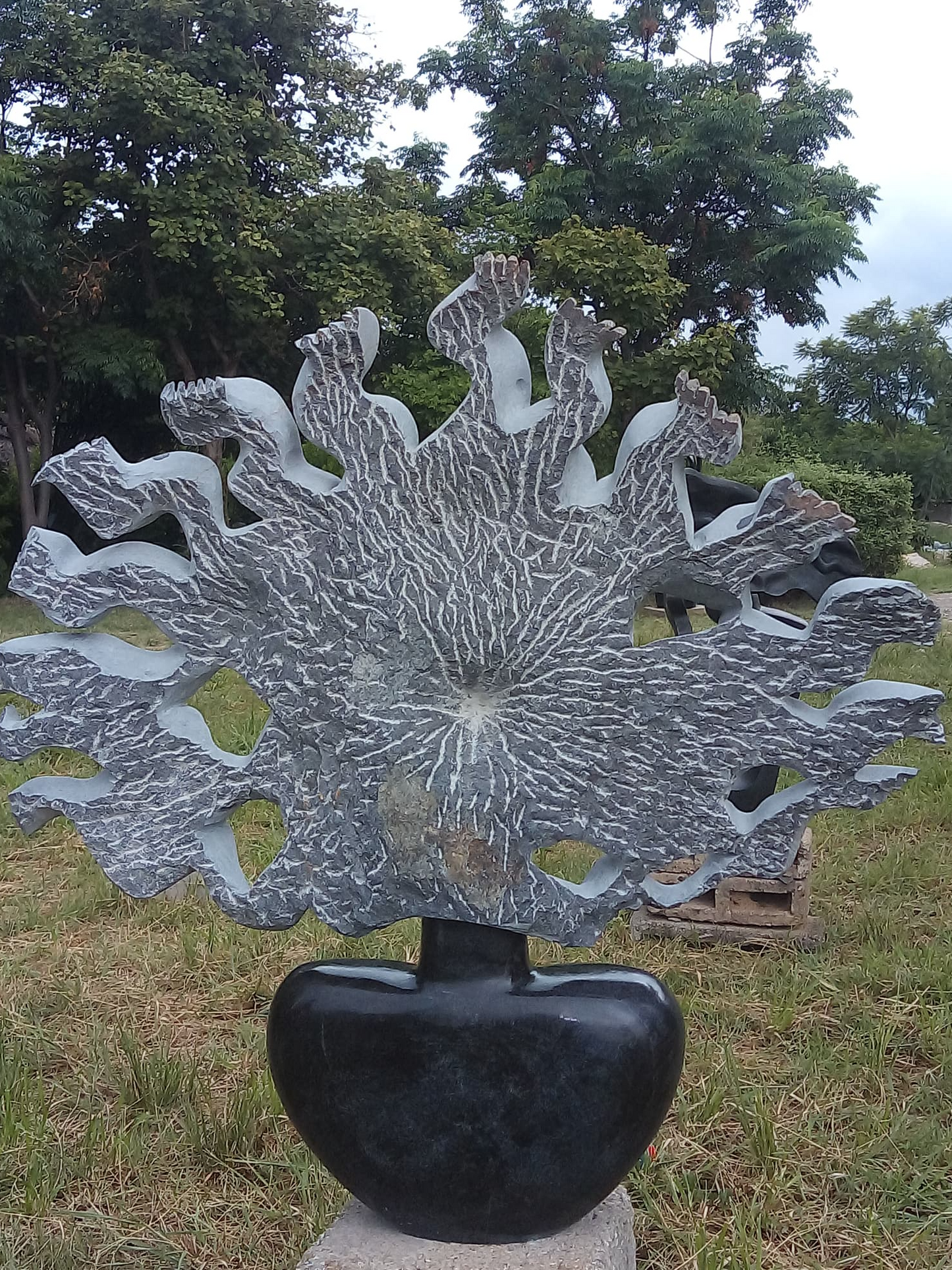 Blown Away - Stone Sculpture Made of Springstone by Godfrey Matangira | Zimbabwe