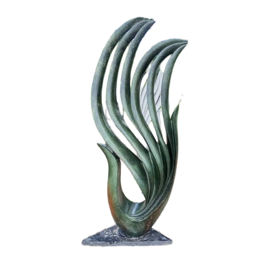 Green Peacock - Stone Sculpture Made of Green Opal by Owen Mlungisi | Zimbabwe