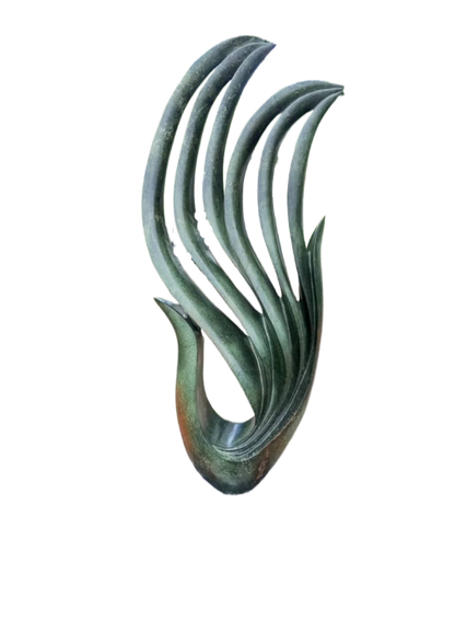 Green Peacock - Stone Sculpture Made of Green Opal by Owen Mlungisi | Zimbabwe