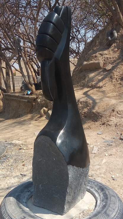 Grip of Hope - Stone Sculpture Made of Springstone by Patrick Fredy | Zimbabwe