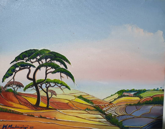 The Farm - Oil on Canvas Painting by Webster Mubayirenyi | Zimbabwe