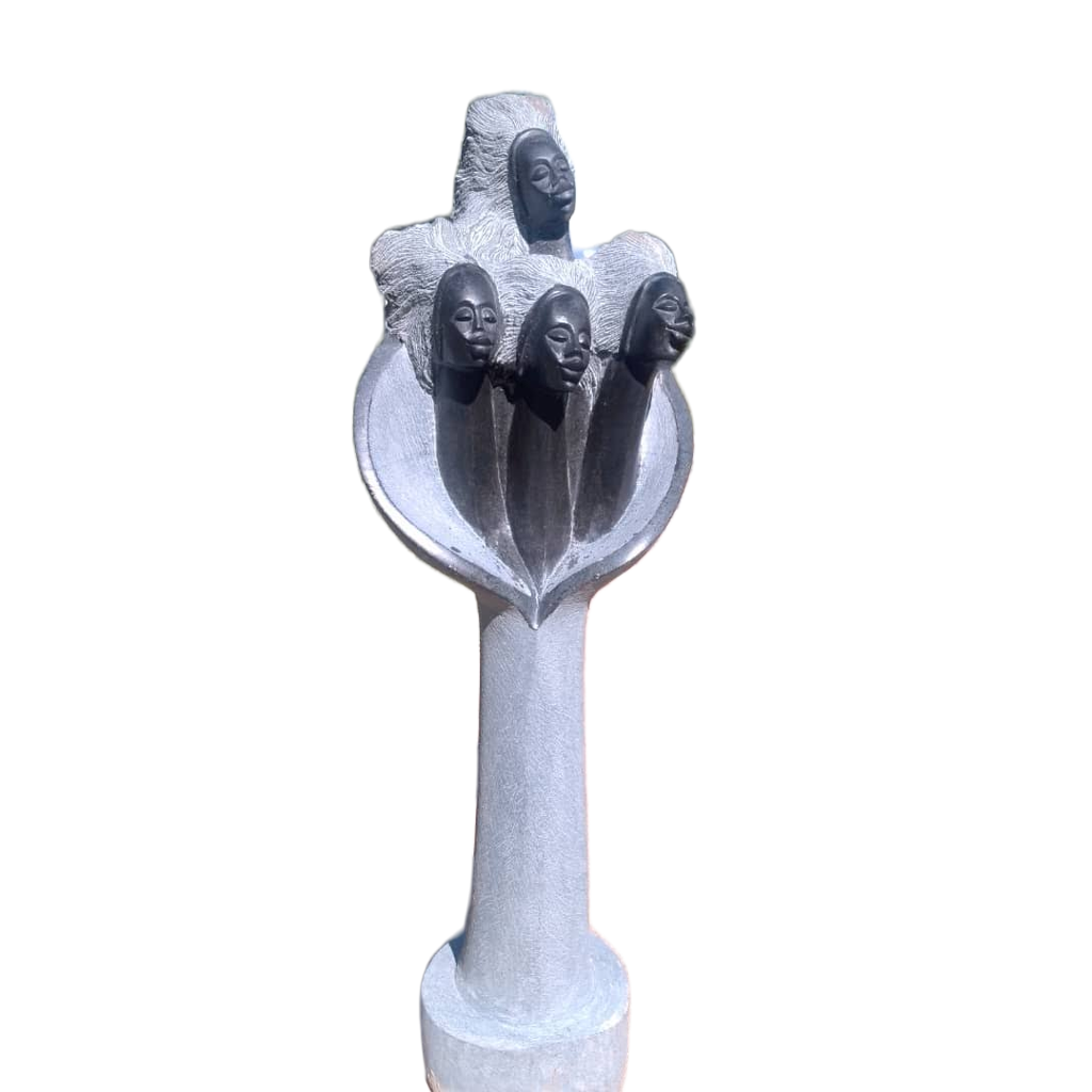 Happy Sisters - Stone Sculpture Made of Springstone by Rufaro Murenza | Zimbabwe