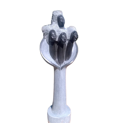 Happy Sisters - Stone Sculpture Made of Springstone by Rufaro Murenza | Zimbabwe