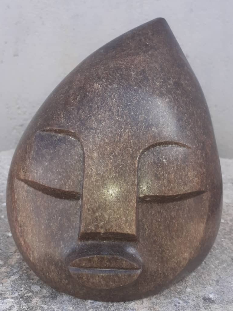 Head - Stone Sculpture Made of Fruit Serpentine by Precious Mashaya | Zimbabwe