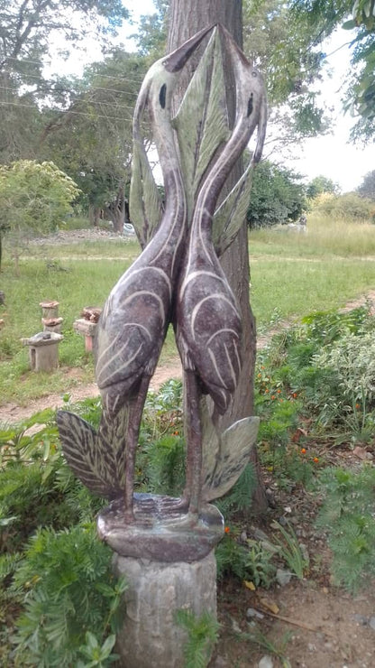 Heart to Heart - Stone Sculpture Made of Cobalt Stone by Shepherd Deve | Zimbabwe