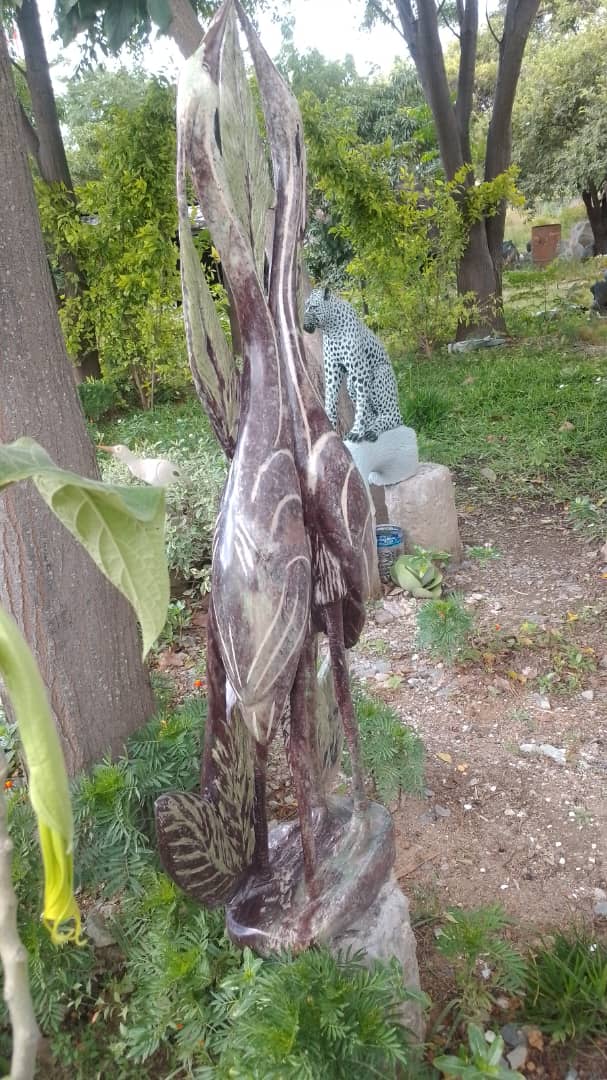 Heart to Heart - Stone Sculpture Made of Cobalt Stone by Shepherd Deve | Zimbabwe