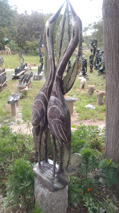 Heart to Heart - Stone Sculpture Made of Cobalt Stone by Shepherd Deve | Zimbabwe