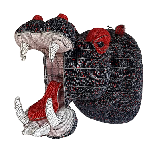 Hippo Head: Handmade of Hard Wire & Beads by Tadiwa Muchemwa | Zimbabwe