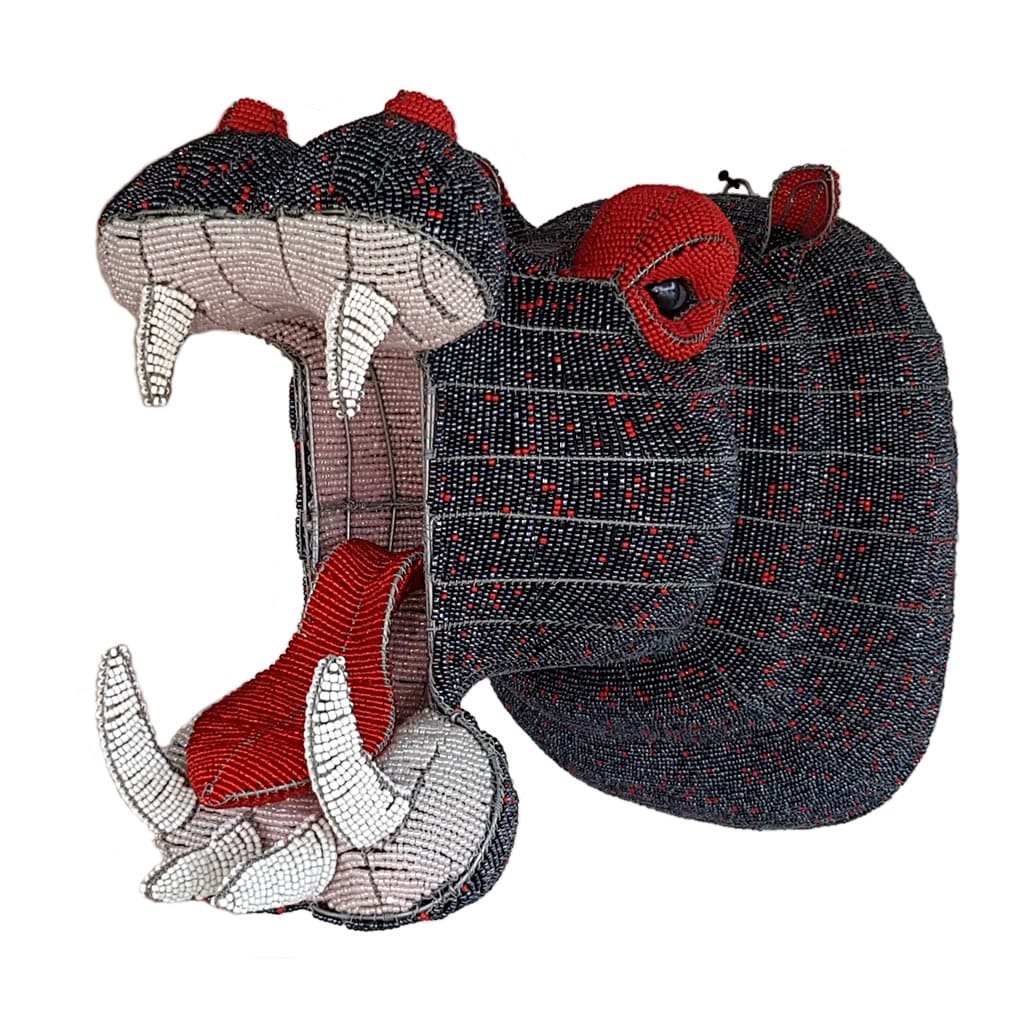 Hippo Head: Handmade of Hard Wire & Beads by Tadiwa Muchemwa | Zimbabwe