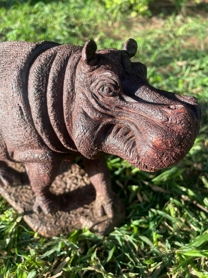 Happy Hippo - Wooden Sculpture Made of Ironwood by Ntokozo Patson Sibanda | Zimbabwe