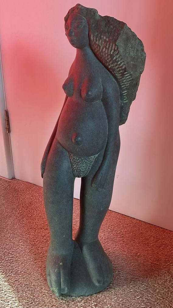 First Pregnancy - Stone Sculpture Made of Serpentine Stone by Staycot Tahwa | Zimbabwe