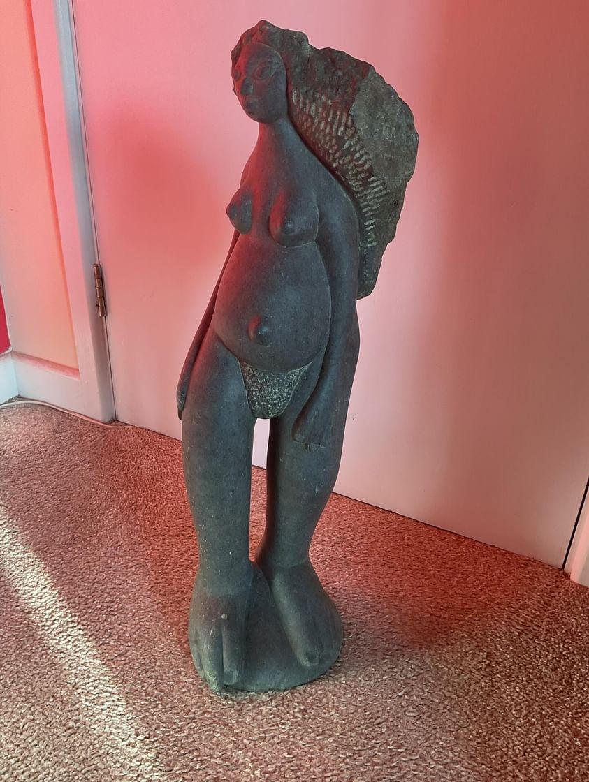 First Pregnancy - Stone Sculpture Made of Serpentine Stone by Staycot Tahwa | Zimbabwe