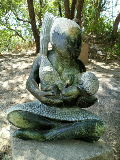 Mother's Care - Stone Sculpture Made of Leopard Rock By Jonathan Mondorohuma | Zimbabwe