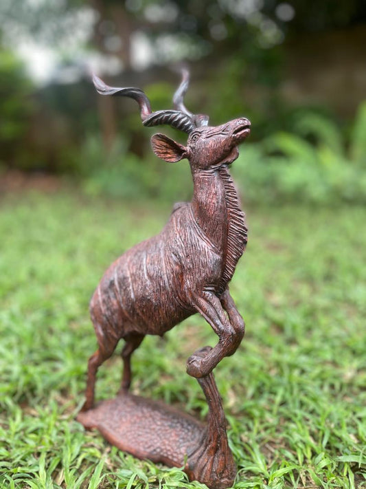 Jumping Kudu - Wooden Sculpture Made of Ironwood by Ntokozo Patson Sibanda | Zimbabwe