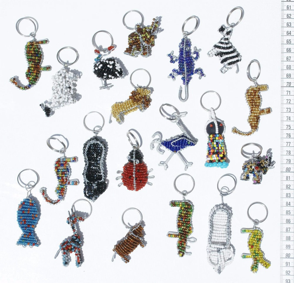 Keyrings: Handmade of Hard Wire & Beads by Tadiwa Muchemwa | Zimbabwe