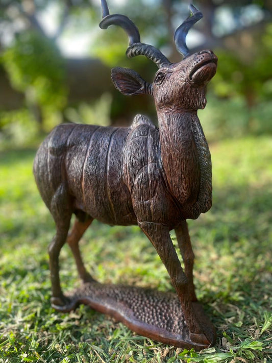 Kudu in a State of Shock - Wooden Sculpture Made of Ironwood by Ntokozo Patson Sibanda | Zimbabwe