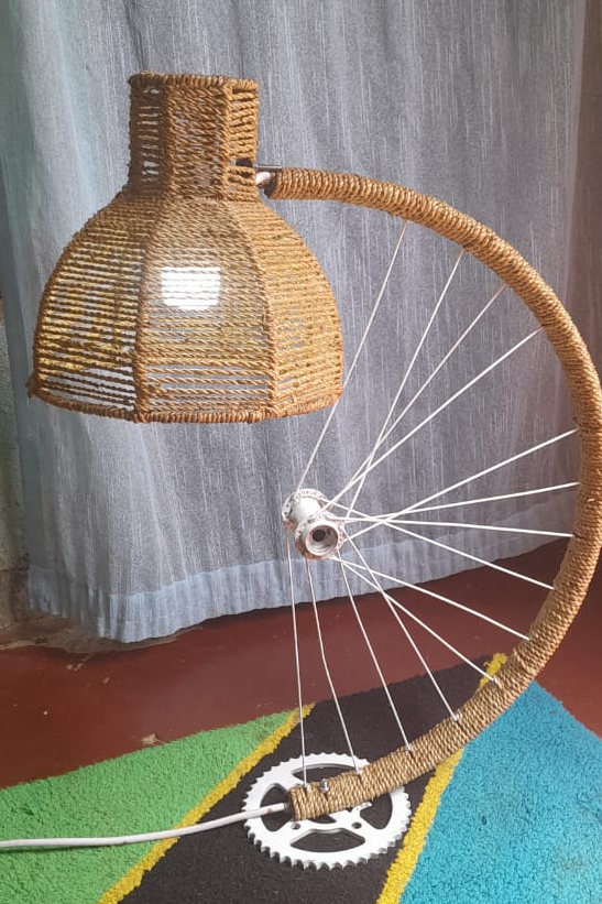 Lamp Holder - Woven from  Hyacinth Papyrus & Wire By George Abongo | Kenya