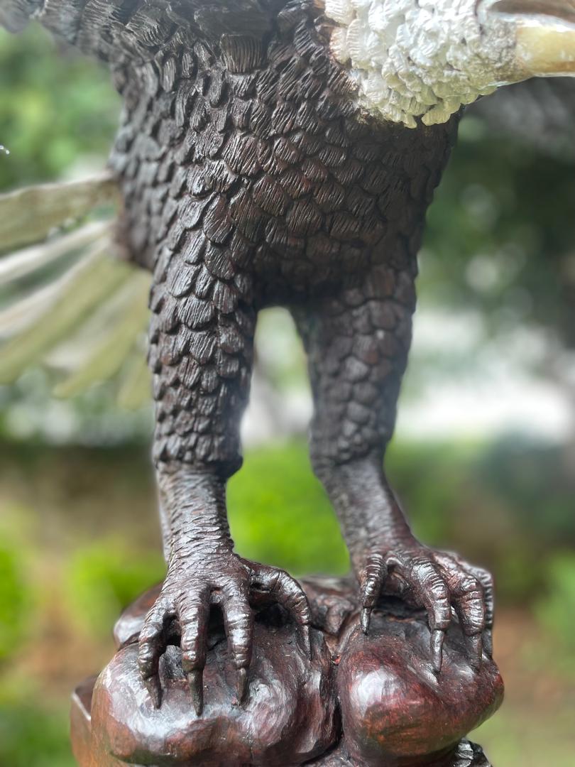 Landing Eagle - Wooden Sculpture Made of Ironwood by Ntokozo Patson Sibanda | Zimbabwe