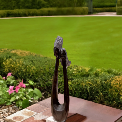 Lean on Me - Stone Sculpture Made of Springstone by Morgan Chijumani | Zimbabwe